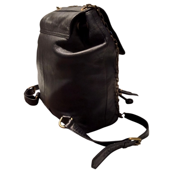 Beautiful Frye Backpack - black leather / studded and chain straps -Jade Frye Studded Black Leather Backpack main image 3